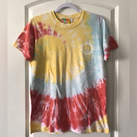 Big Bud Press Tops - Big Bud Press Primary Spiral Tie Dye Tee Size Small
